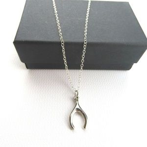 NEW- Sterling Silver Wishbone Charm Necklace